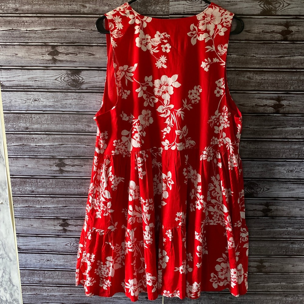 LC Lauren Conrad Women's Sleeveless Button-Down Dress Sz XL Red White Floral NWT - Picture 2 of 7